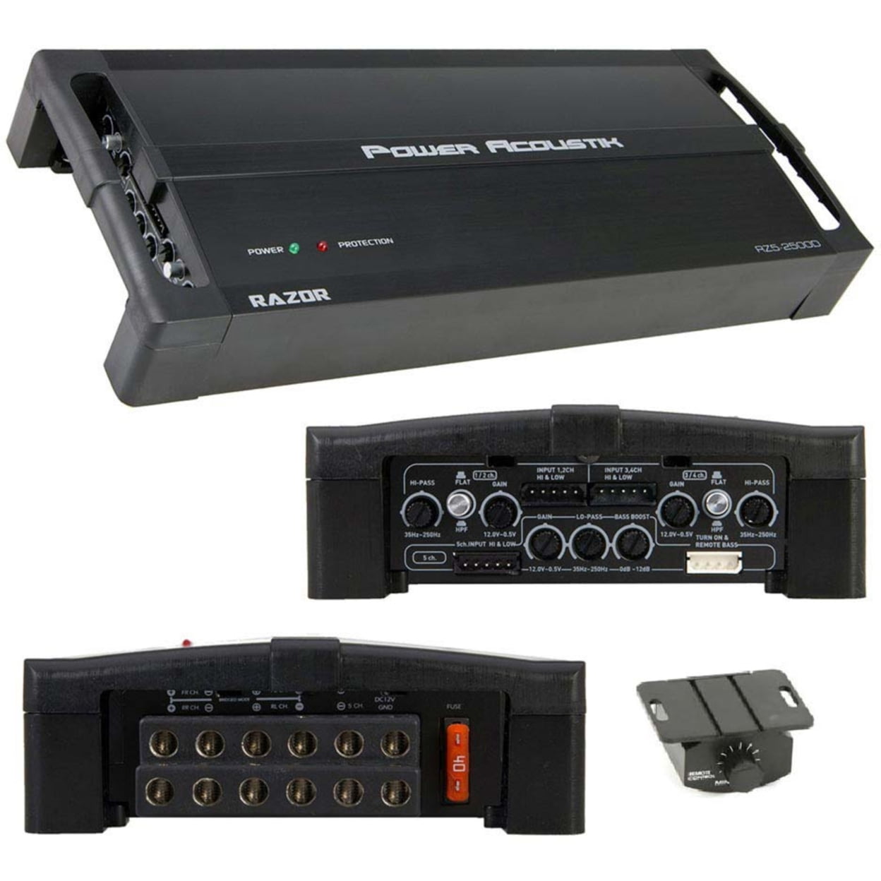 Power Acoustik Razor 2500 Watt 5Channel Class D Car Audio Amplifier