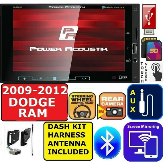 Power Acoustik Touchscreen Car Stereo for Dodge Ram 2009-2012