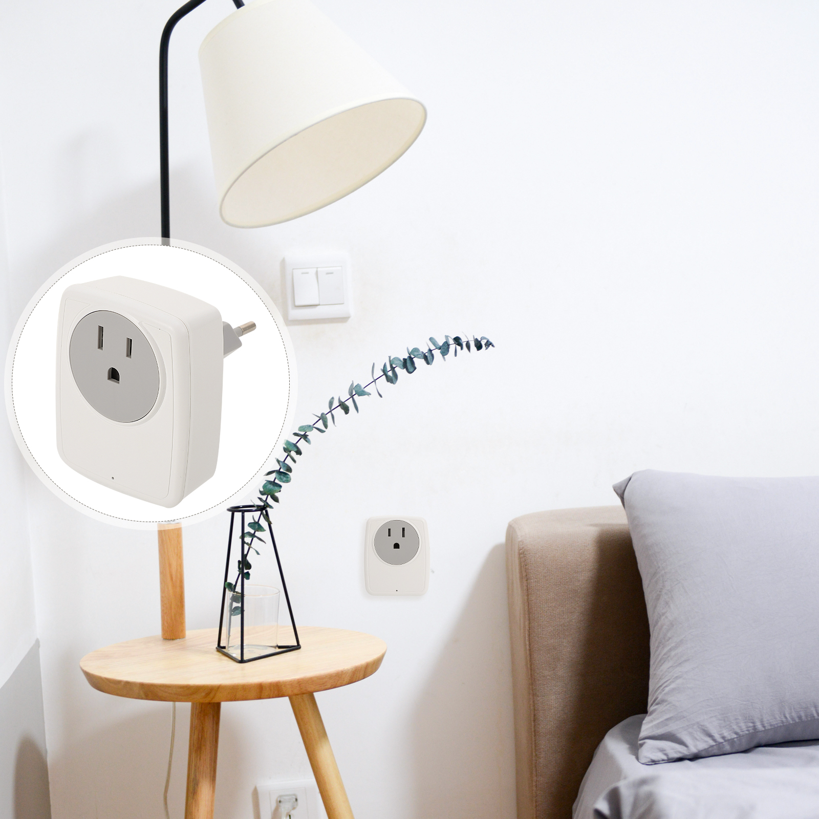 Power Adapter Plug Double Socket Adapter USB Socket Outlet (US to EU Plug)