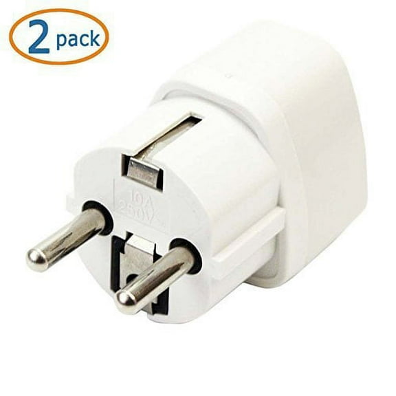 Power Adapter, WOVTE Grounded-Euro Heavy-Duty Power Converter Adapter - 2 Pack