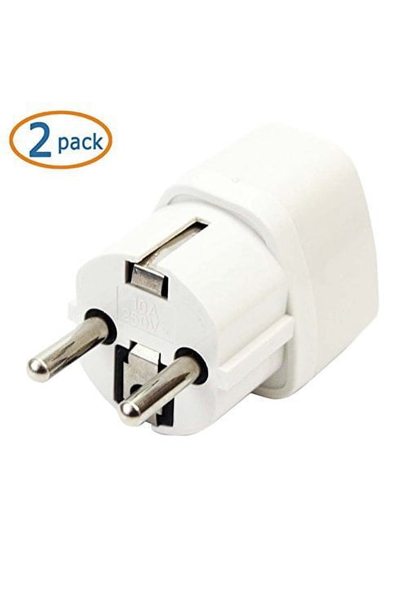 Power Adapter, WOVTE Grounded-Euro Heavy-Duty Power Converter Adapter - 2 Pack