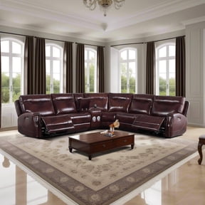 Power Air Leather Reclining Sofa with ,Leather Recliner Sectional Couch for Living Room, Reclining Couches with Cup Holders Hide-Away Storage
