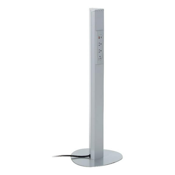 Power Anywhere Station-3AC/1USB- in Silver Metal