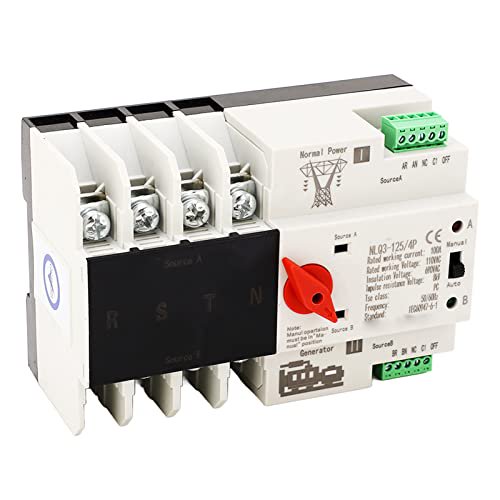 Power Automatic Transfer Switch, NLQ3 125 4P 100A 110V Mini ATS Electrical Selector Switches Din Rail Mounted Power Switch Generator Changeover Switch for Emergency Power$$Garden & Patio