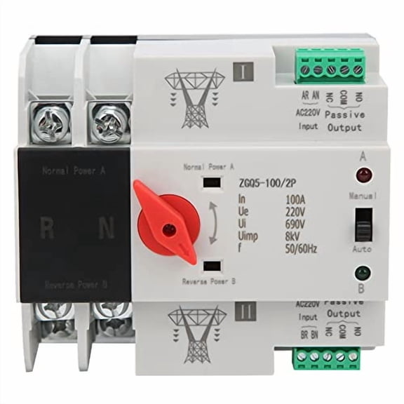Power Automatic Transfer Switch Power Generator Changeover Switch ZGQ5-100/2P 220V Self Cast Conversion$$Garden & Patio