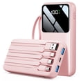 thumbnail image 1 of Power Bank, 15000mAh Portable Charger with Built in Cable, 22.5W Fast Charging, 6 Outputs, Slim Travel Essential Battery Pack with LED Display, Compatible with iPhone 18/17/16/15/14/13, Samsung, iPad, 1 of 9