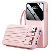 Power Bank, 15000mAh Portable Charger with Built in Cable, 22.5W Fast Charging, 6 Outputs, Slim Travel Essential Battery