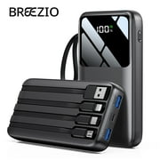 Power Bank, 15000mAh Portable Charger with Built in Cable, 22.5W Fast Charging, 6 Outputs, Slim Travel Essential Battery Pack with LED Display, Compatible with iPhone 17/16/15/14/13, Samsung, iPad