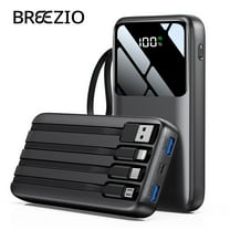 Power Bank, 15000mAh Portable Charger with Built in Cable, 22.5W Fast Charging, 6 Outputs, Slim Travel Essential Battery Pack with LED Display, Compatible with iPhone 17/16/15/14/13, Samsung, iPad