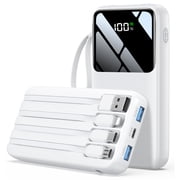 Power Bank, 15000mAh Portable Charger with Built in Cable, 22.5W Fast Charging, 6 Outputs, Slim Travel Essential Battery Pack with LED Display, Compatible with iPhone 17/16/15/14/13, Samsung, iPad