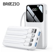 Power Bank, 15000mAh Portable Charger with Built in Cable, 22.5W Fast Charging, 6 Outputs, Slim Travel Essential Battery Pack with LED Display, Compatible with 