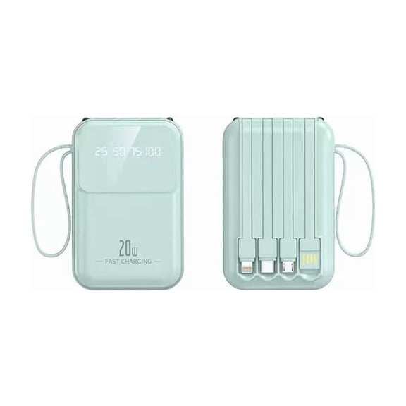 Power Bank, 20,000mAh Travel Essential Portable Charger with Built-in USB-C Cable, 3-Port 20W Max Fast Charging Battery Pack, compatible for MacBook, iPhone 17/16/15 Series, Samsung, Switch, and More