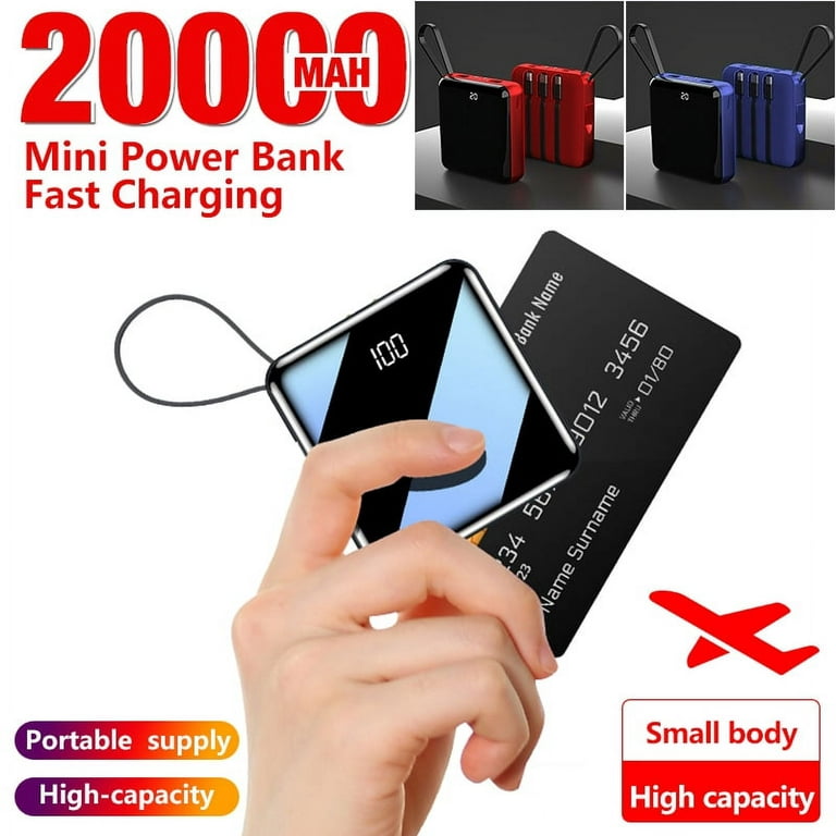 Power Bank, 20000mAh Mirror Digital Display Mini Power Bank, Dual USB  Output Ports, for Smart Mobile Phone, Red 