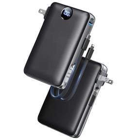 Power Bank, 50000 mAh Portable Charger with Built in Cable & Wall Plug, 22.5W Fast Charging, Travel Essential Battery Pack with LED Display compatible for iPhone/Android, Black