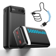 50000mAh 22.5W Portable Charger, USB‑C Fast Charging Power Bank, 3 Outputs 2 Inputs, LED Digital Display for Electronic Devices
