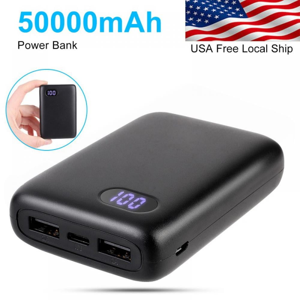 Power Bank 50000mAh Pocket Size Mini Portable Charger External Battery Pack With Dual USB Outputs For IPhone 12 Mini Pro Pro Max IPad AirPods Black