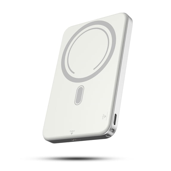 Power Bank, 5000mAh Wireless Portable Charger for iPhone, Ultral Slim Magnetic Battery Pack Compatible with 17 16 15 14 13 12, with 20W PD Fast Charging, White