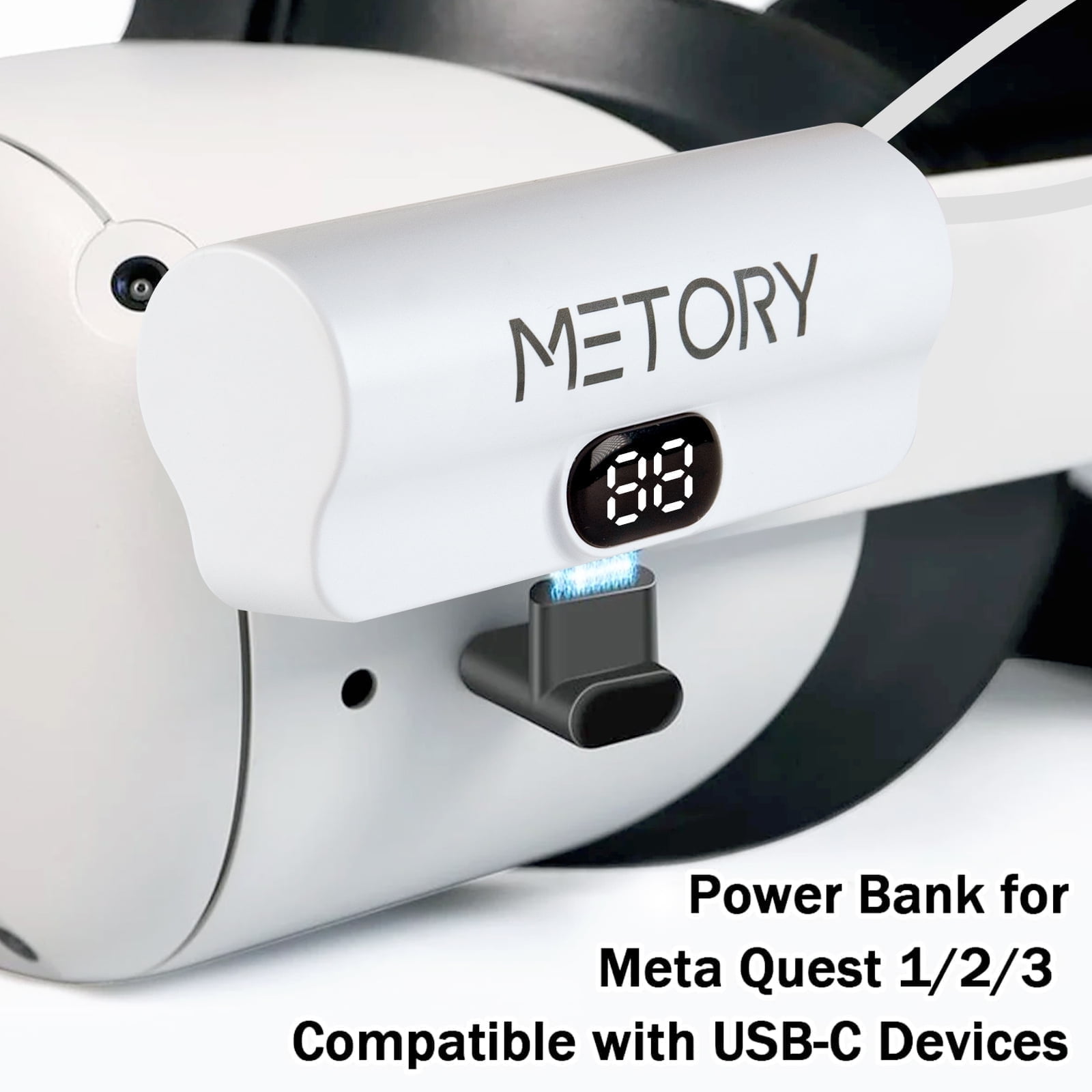 Power Bank Battery Pack Compatible with Oculus/Meta Quest 1/2/3, 5000mAh Fast Charging and Lightweight Extended Battery for Extra 2.5 Hours Playtime (With 90 Degree Adapter)