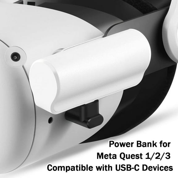 Power Bank Battery Pack Compatible with Oculus/Meta Quest 2 and Phone, 3300mAh Fast Charging and Lightweight Extended Battery for Extra 1.5 Hours Playtime (With 90 Degree Adapter)