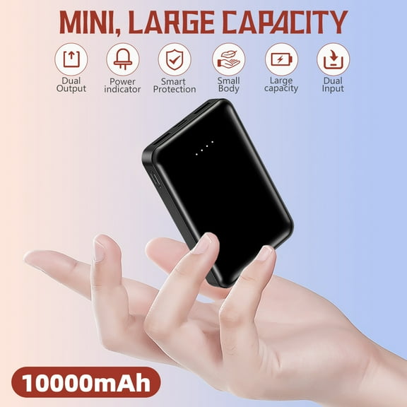 Power Bank,DFITO 10,000mAh Portable Charger with 2 Outputs, PD 20W Fast Charging External Battery Pack for Phone,Tablet & More - Black
