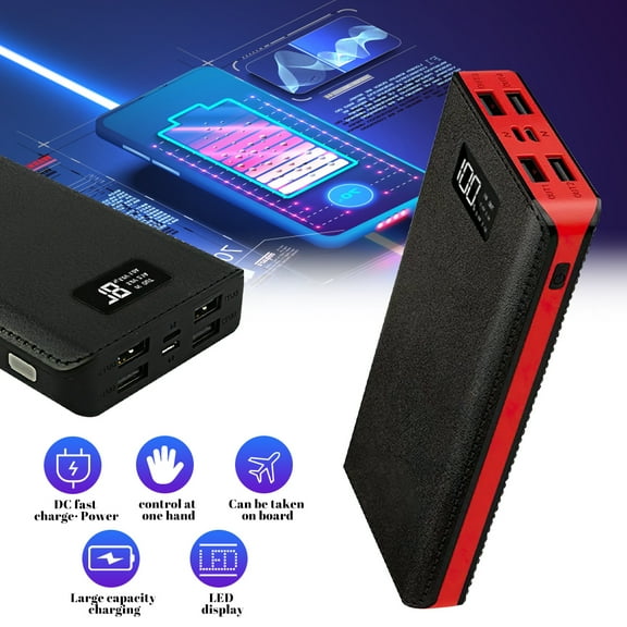 Power Bank,DFITO 10,000mAh Portable Charger with 4 Outputs, PD 20W Fast Charging External Battery Pack for Phone,Tablet & More - Red
