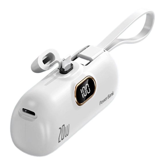 Power Bank, Portable Digital Display Power Charger, Built-In Cable Mobile Power Supply, Pocket Charger for Indoor Daily Use, Outdoor Trip and Mobile Device Emergency Charging