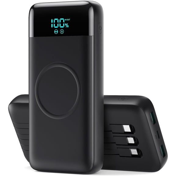 Power Bank Portable Solar Charger, Wireless Fast Charging Battery Pack, 20000mAh Capacity USB-C Input, 6 Outputs, Dual LED Flashlight, USB Battery Pack for Cell Phone Camping Travel Emergency (Blue)