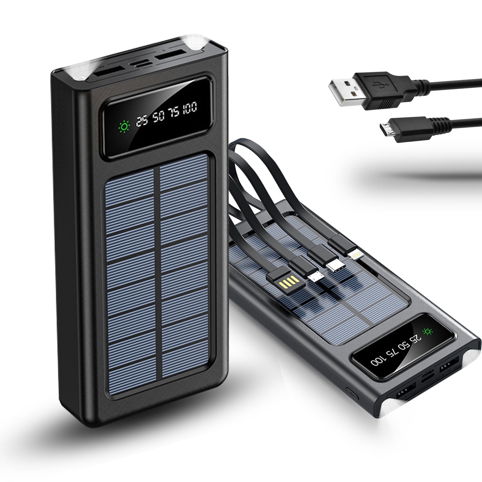 Power Bank Solar Charger 20000mAh Portable Charger,Solar Power Bank,External Battery Pack Fast Charger Built-in Super Bright Flashlight,with Five Outputs and Three Inputsso