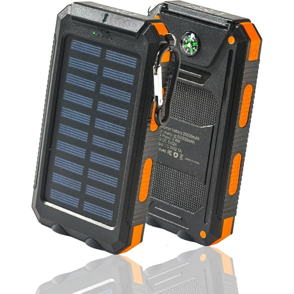 Power Bank,Solar Charger,8000mAh Dual 2 USB Port Built-in Powerful Flashlight Waterproof Dustproof Shockproof