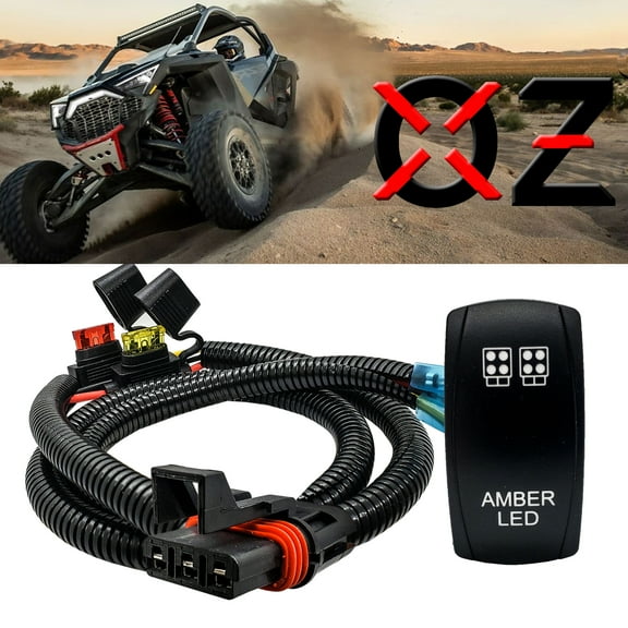 Power Bus Bar Plug Wire Kit with On/Off Rocker Switch for Amber LED Lights Compatible with Polaris Pulse Power Busbar RZR Pro Ranger Crew XP 2018-2023