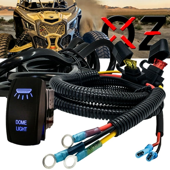 Power Busbar Distribution Block Wire Harness Kit with On/Off Rocker Switch for DOME Light Compatible with 2018-2023 Can-Am Maverick X3 Max RS Turbo RR Sport Trail Defender