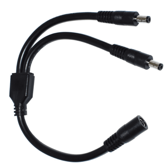 180W DC5525 Power Wire Line Female to 2xMale Connector Splitter Cable Cord for LED Light Fan with 5.5x2.5mm Port Black