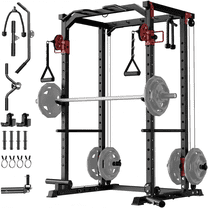 Power Cage,1200LBS Multi-Function Power Cage,Power Rack for Home Gym with Dual Pulley Systems&More Training Attachments, Weight Workout Machine