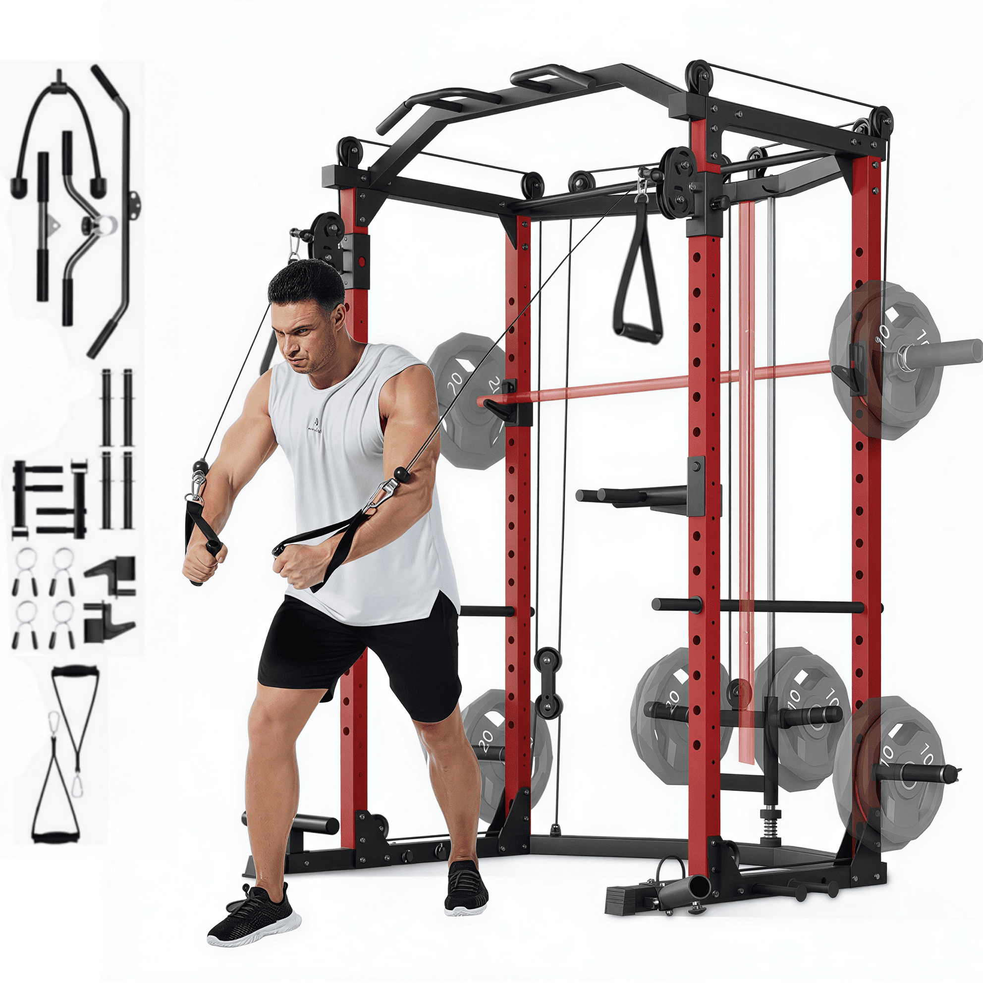 GARVEE Power Rack Cage with Cable Crossover System,1600 LBS Weight ...