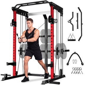 FORGEMUS Power Cage, 2000LBS Multi-Function Power Rack with Independent Dual Pulley System, All-in-One Squat Rack for Cable Crossover, Home Gym Workout Machine