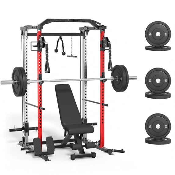 ALLVIATE Power Cage, 2000LBS Space Saving All-in-One Design, Cable Crossover and Dual Independent Pulley System, Heavy Duty Full Body Workout Cage with Complete Training Attachments for Home Gym