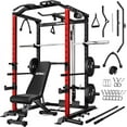 thumbnail image 1 of Power Cage, 2000LBS Squat Rack with LAT Pulldown, Multi-Function Weight Cage Strength Training Machine, Workout Cage with More Attachments for Home Gym Garage, 1 of 9