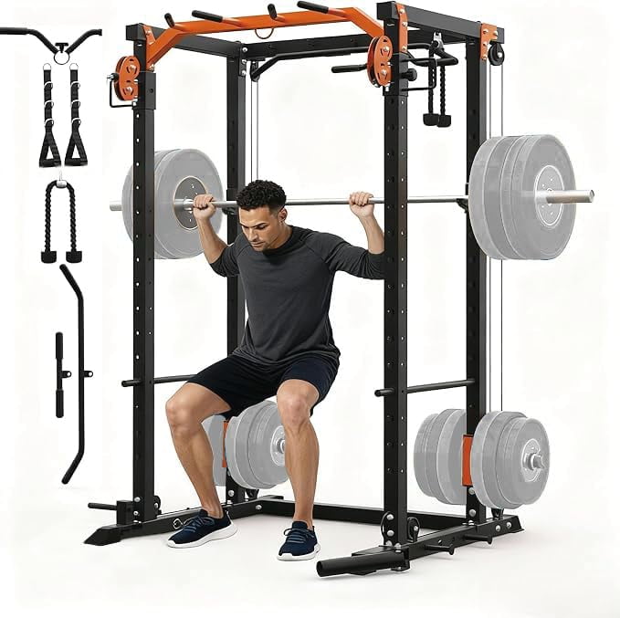 Power Cage, All-in-1 Home Gym with LAT Pulldown & Cable System, 2000LBS ...