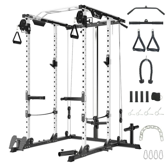 Power Cage with Cable Cross-Over System, Multi-Functional Power Rack ...