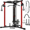 thumbnail image 1 of Power Cage with Cable Crossover System,Functional Trainer with High and Low Pulley System for Chest Fly, Power Rack with LAT Pulldown and Seated Cable Row for Home Gym,Red, 1 of 10