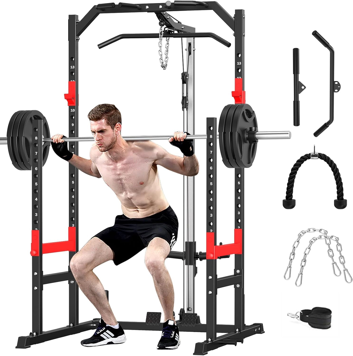 Power Cage, Multi-Function Power Rack with Pulley System Strength ...