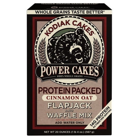 Kodiak Cakes Power Cakes Flapjack & Waffle Mix, Cinnamon Oat, 20 oz (Pack of 18)