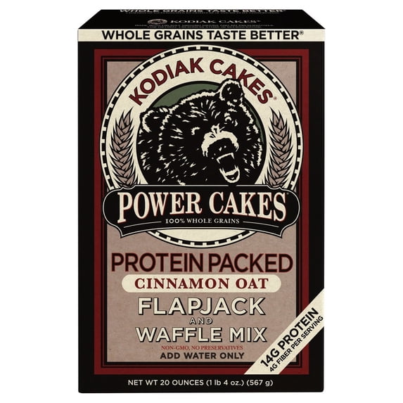 Kodiak Cakes Power Cakes Flapjack & Waffle Mix, Cinnamon Oat, 20 oz (Pack of 18)