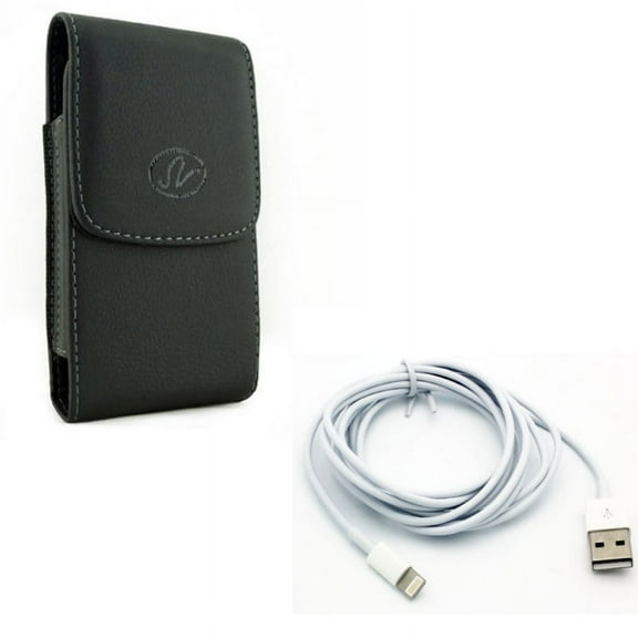 Power Charger Cord 6ft USB Cable w Holster Leather Case Belt Clip X3Q for iPhone XS Max XR 8 PLUS 7 Plus 6S Plus 11 Pro Max 6 Plus