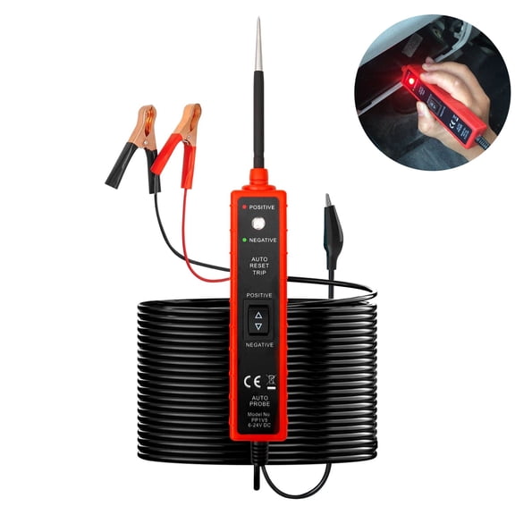 Power Circuit Probe Tester, 6-24V Automotive Circuit Tester, Auto Electrical System Test Tool DC Digital Voltage Short Finder Car Truck Circuit Test Pen