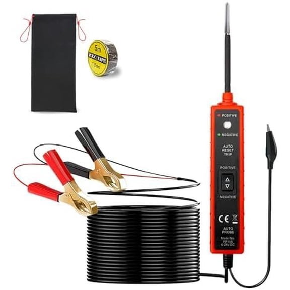 Power Circuit Probe Tester, 6V-24V DC Test Light, Automotive Short Circuit Located and Component Activated, 12V Auto Electrical Tester, Polarity Identify with LED Light, Overload Protection