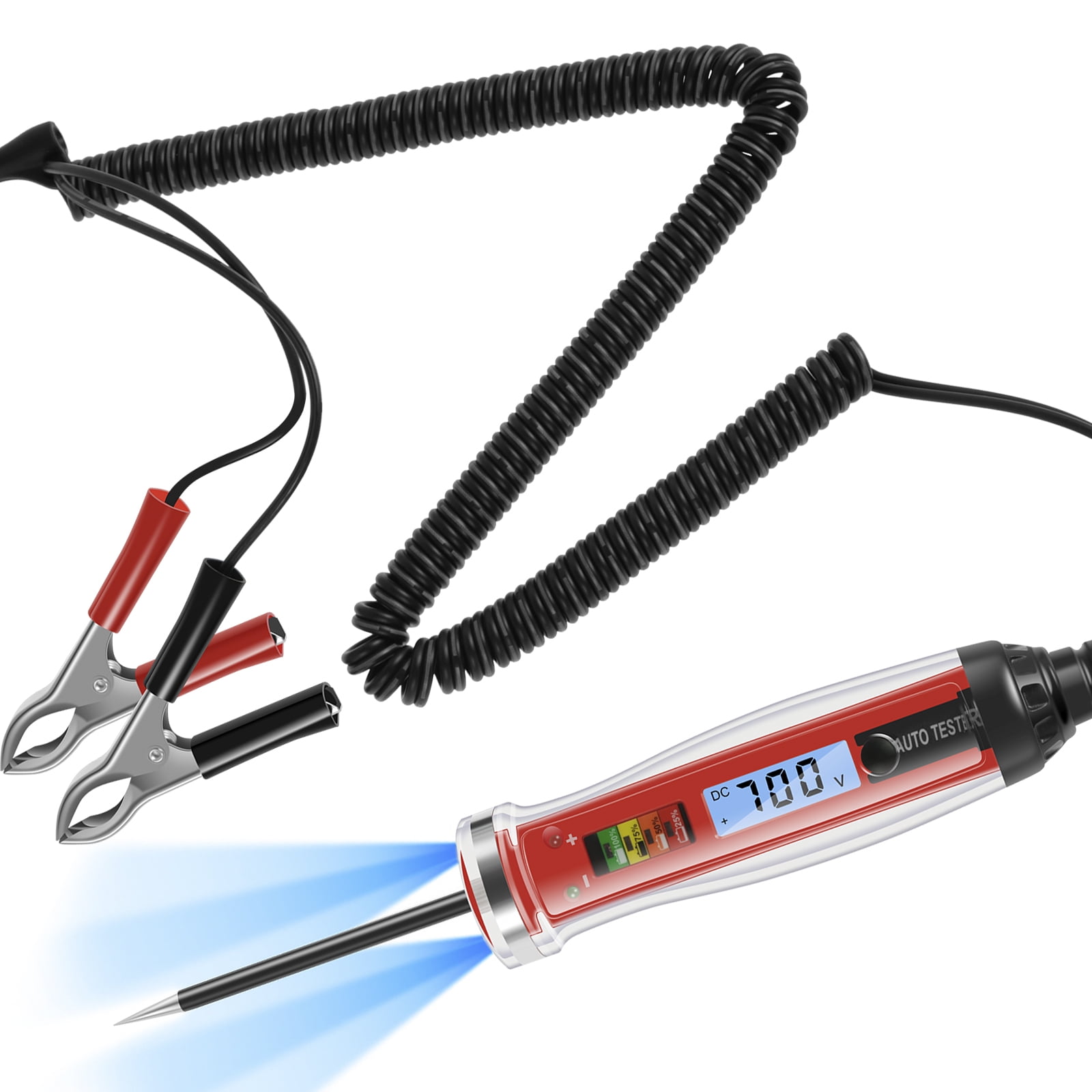 Power Circuit Probe Tester, LCD Digital Automotive Test Light with Voltage Display&Illumination