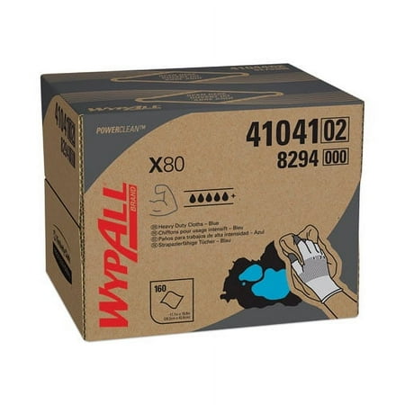 Power Clean X80 Heavy Duty Cloths, 11.1 x 16.8, Blue, 160 Wipers/Carton | Bundle of 10 Cartons