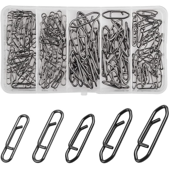 Power Clips High Strength Fishing Snaps Set, 100pcs Stainless Steel Connector Speed Clips for Quick and Easy Fishing Lure Attachement Saltwater
