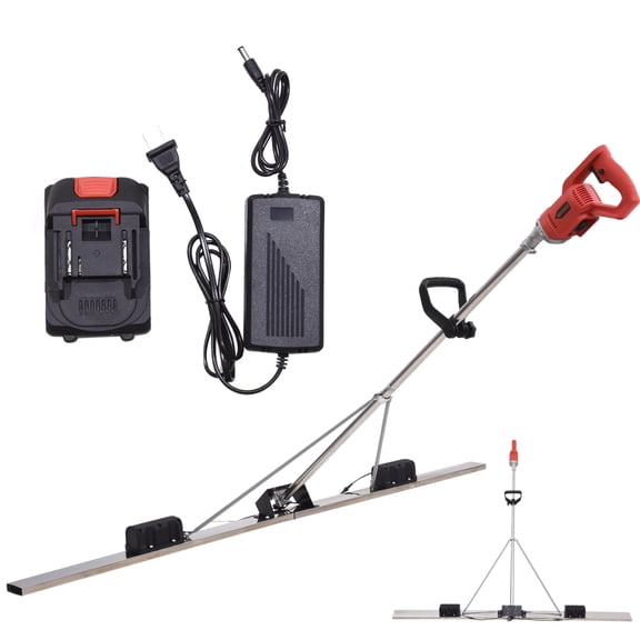Power Concrete Screed Vibratory Kit Concrete Finishing Tool with 35.4ft Board, Battery Powered Concrete Sidewalk Leveling Tamper Ruler, Cordless Electric Screed Cement Finishing Vibrating